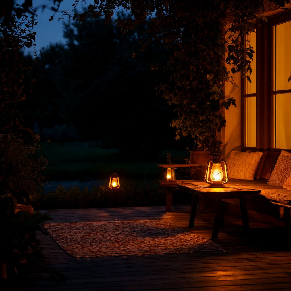 Calm evening setting with dim warm light