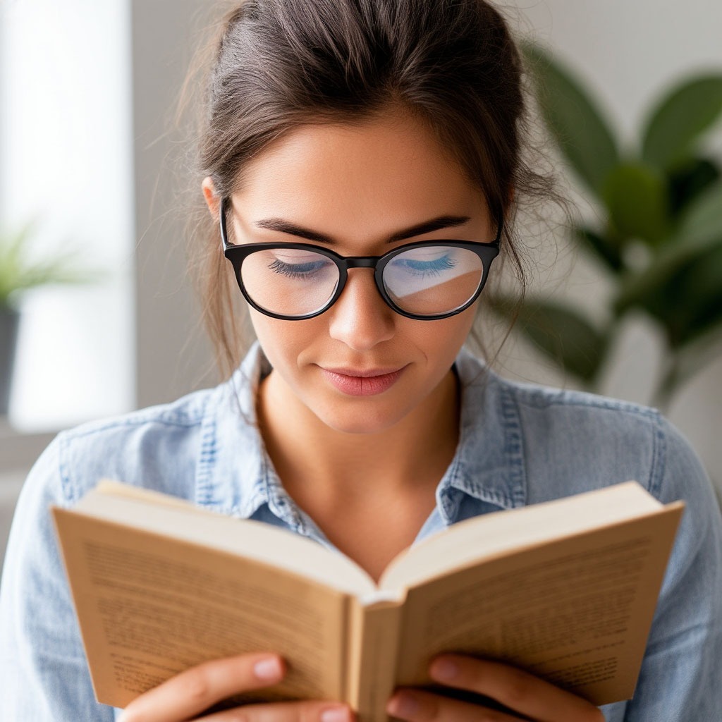 Person reading about eye health