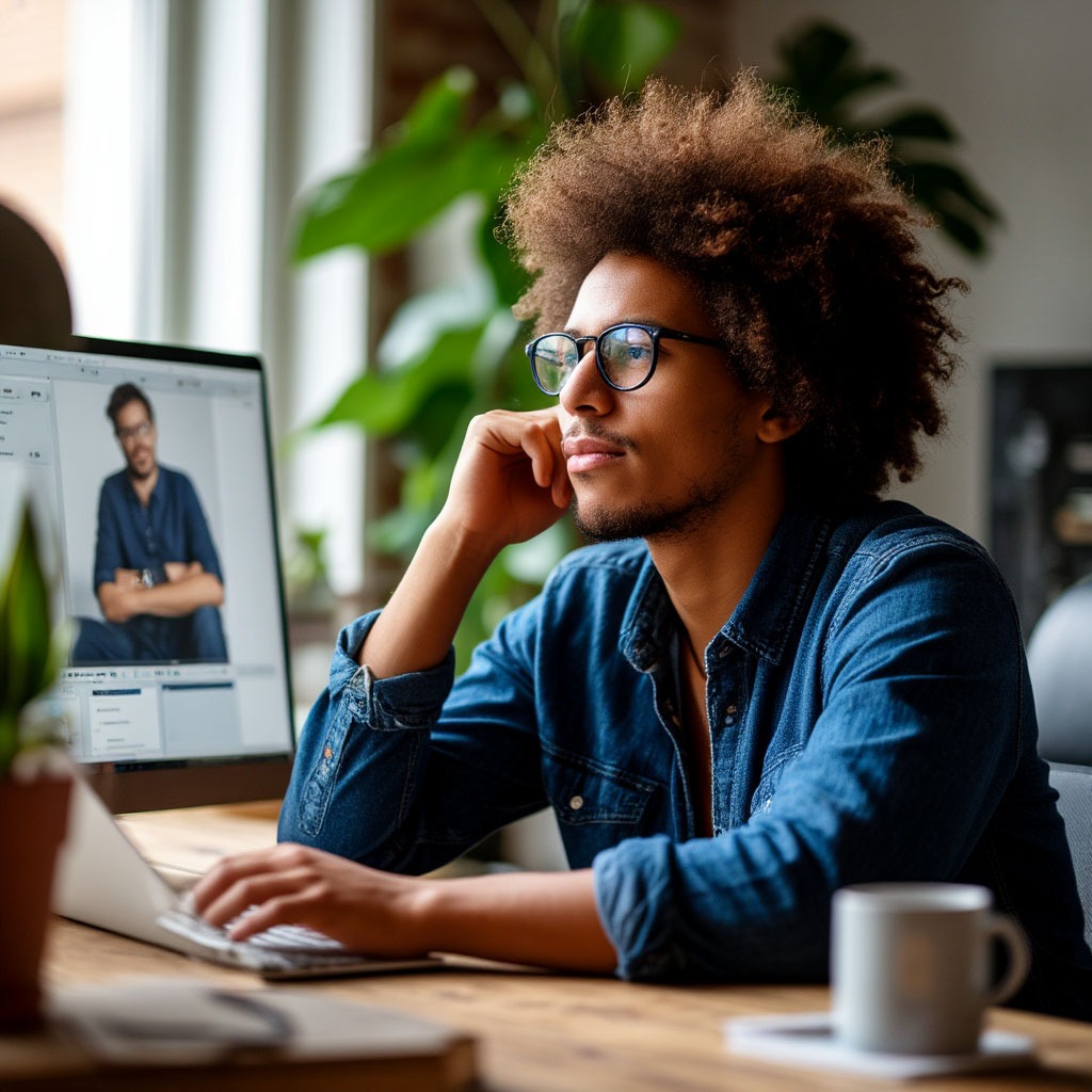 Person taking a break from computer screen